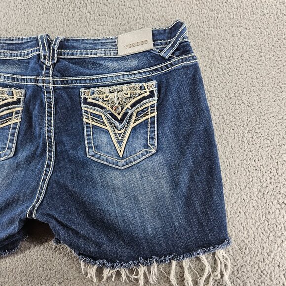 Vigoss Denim Shorts Womens 24 Blue Dallas Cut Off Frayed Hem Distressed Jean - Picture 16 of 16
